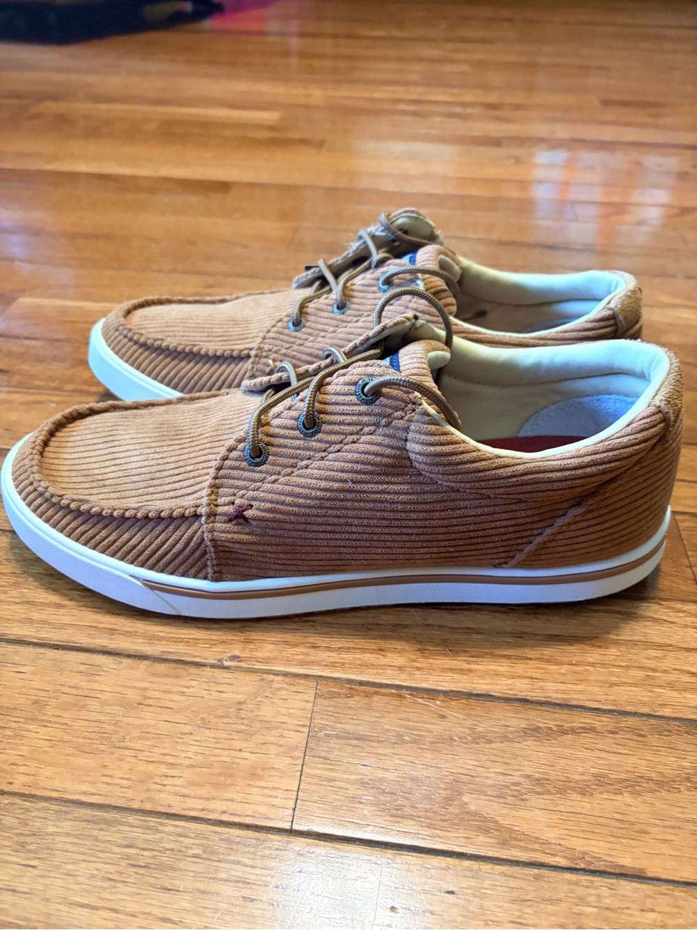 Wrangler Womens Corduroy Boat Shoes in Brown with White Sole